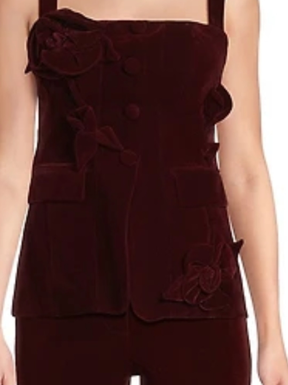 Muse by Marchesa Laurel Velvet Applique Sleeveless Button Up Coordinating Vest - Picture 5 of 11